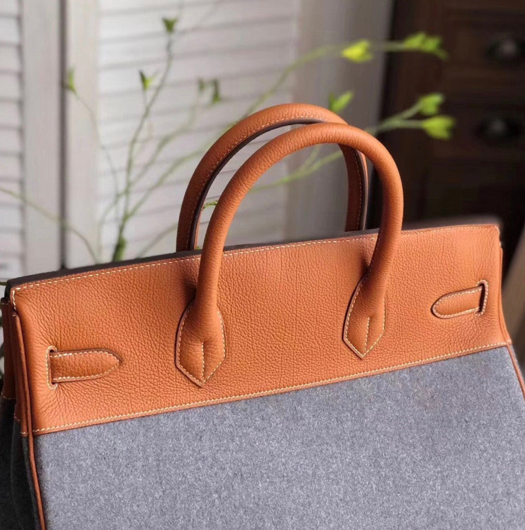 Hermes Birkin 40 Bag HAC Gris Moyen Grey Todoo Feutre Gold Togo Palladium