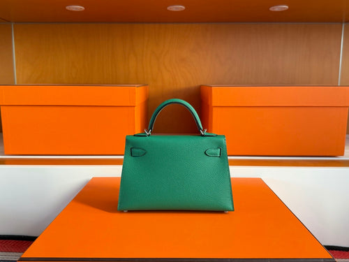 Hermès Mini Kelly II 20 – Green Epsom Leather (Palladium Hardware)