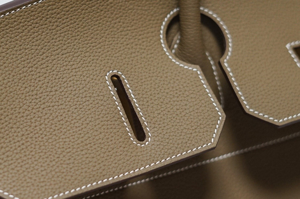 Hermes Etoupe Clemence Leather Gold Hardware Birkin 50 Bag
