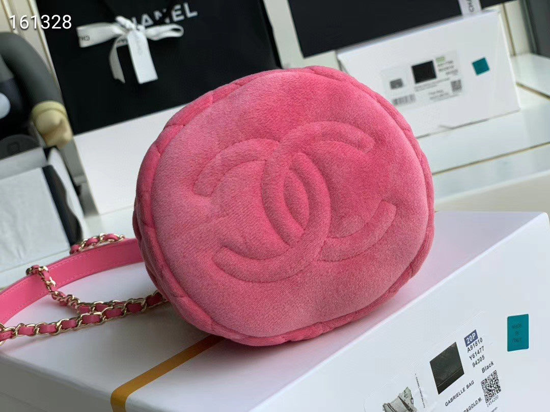 Chanel Velvet Drawstring Bag Pink