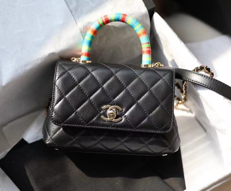 Chanel Mini Flap Bag with Rainbow Top Handle