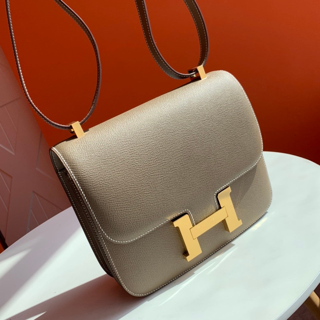 Hermes Etoupe Constance 24 Epsom bag with Gold Hardwares