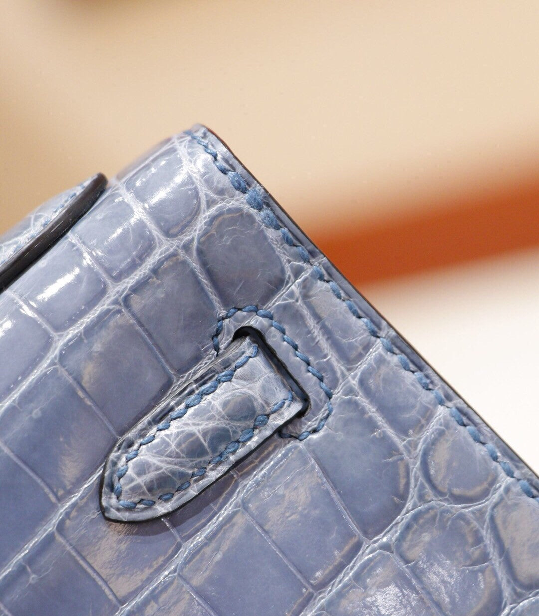 Hermes SHINY BLUE BRIGHTON NILOTICUS CROCODILE KELLY 25 WITH GOLD HARDWARE