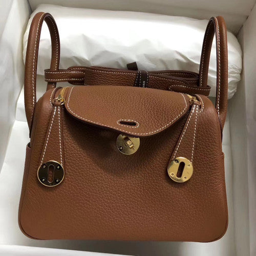 Hermès Mini Lindy 20cm Bag  Gold Taurillon Clemence Leather Gold Hardware