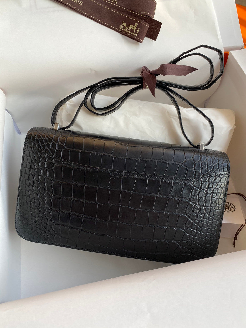 Hermès Constance Elan handbag in Black Alligator
