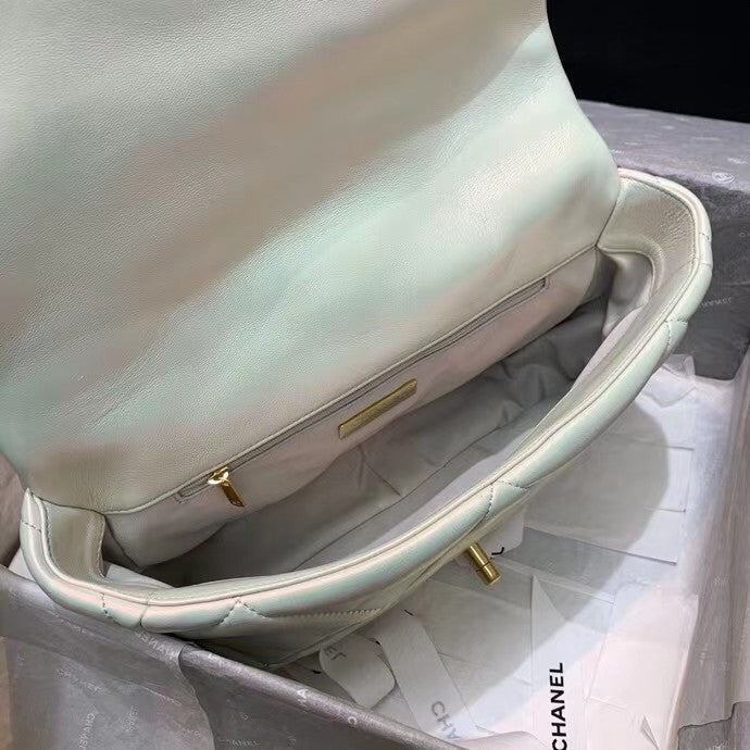CHANEL 19 Iridescent White Large Flap Bag