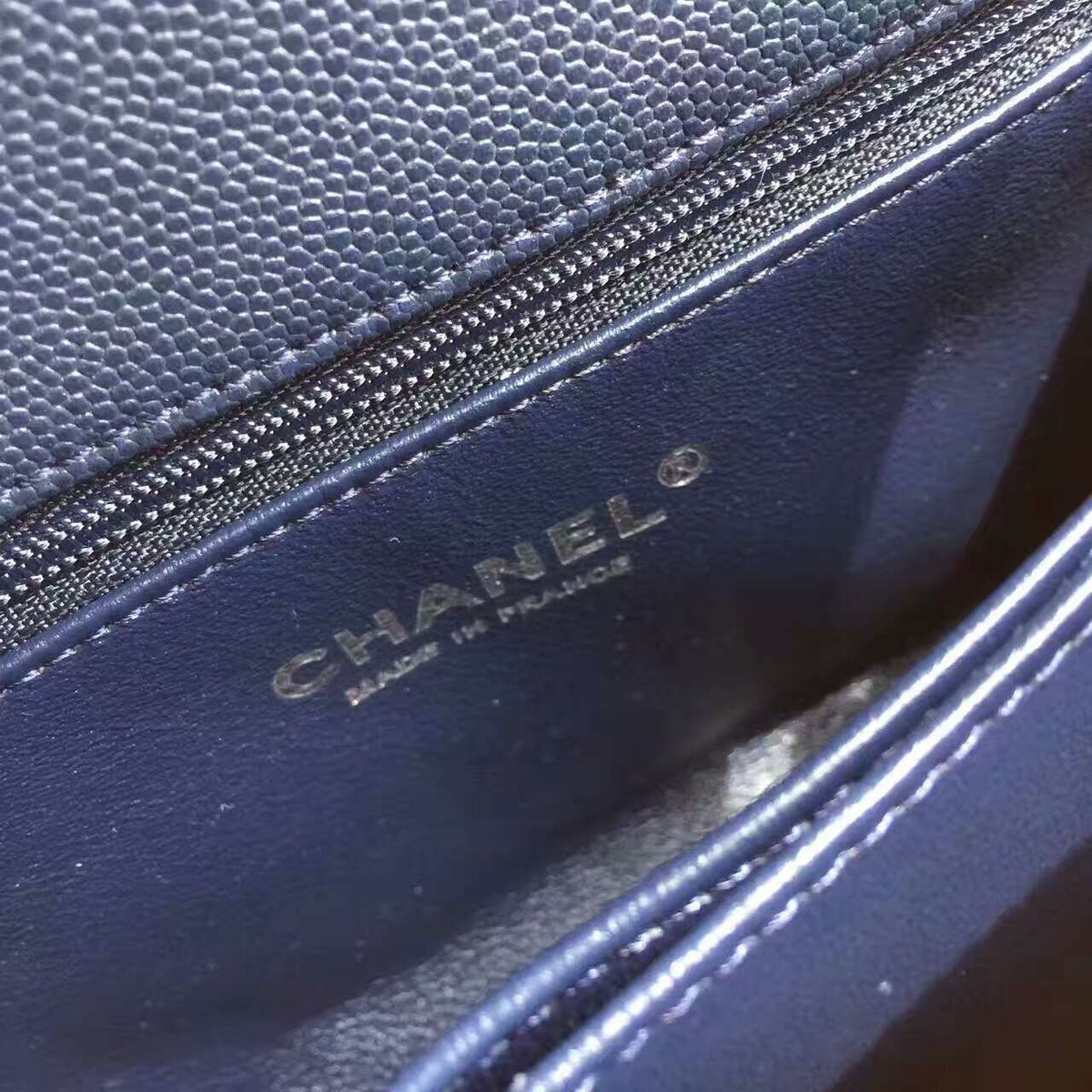 Chanel Blue Calfskin/Lizard Coco Handle Small Bag