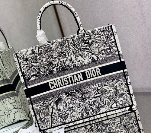 Christian Dior DIOR BOOK TOTE Latte Multicolor Dior Zodiac Embroidery
