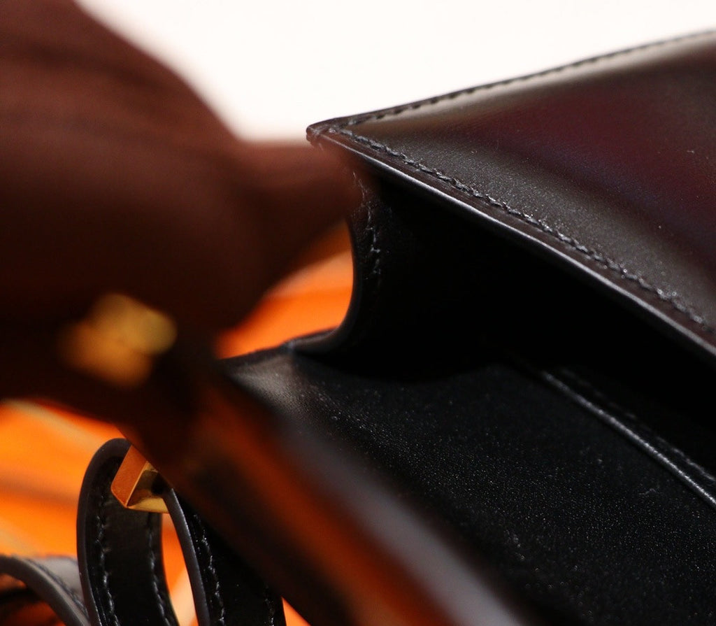 Hermès Hermes Constance micro handbag in black box leather