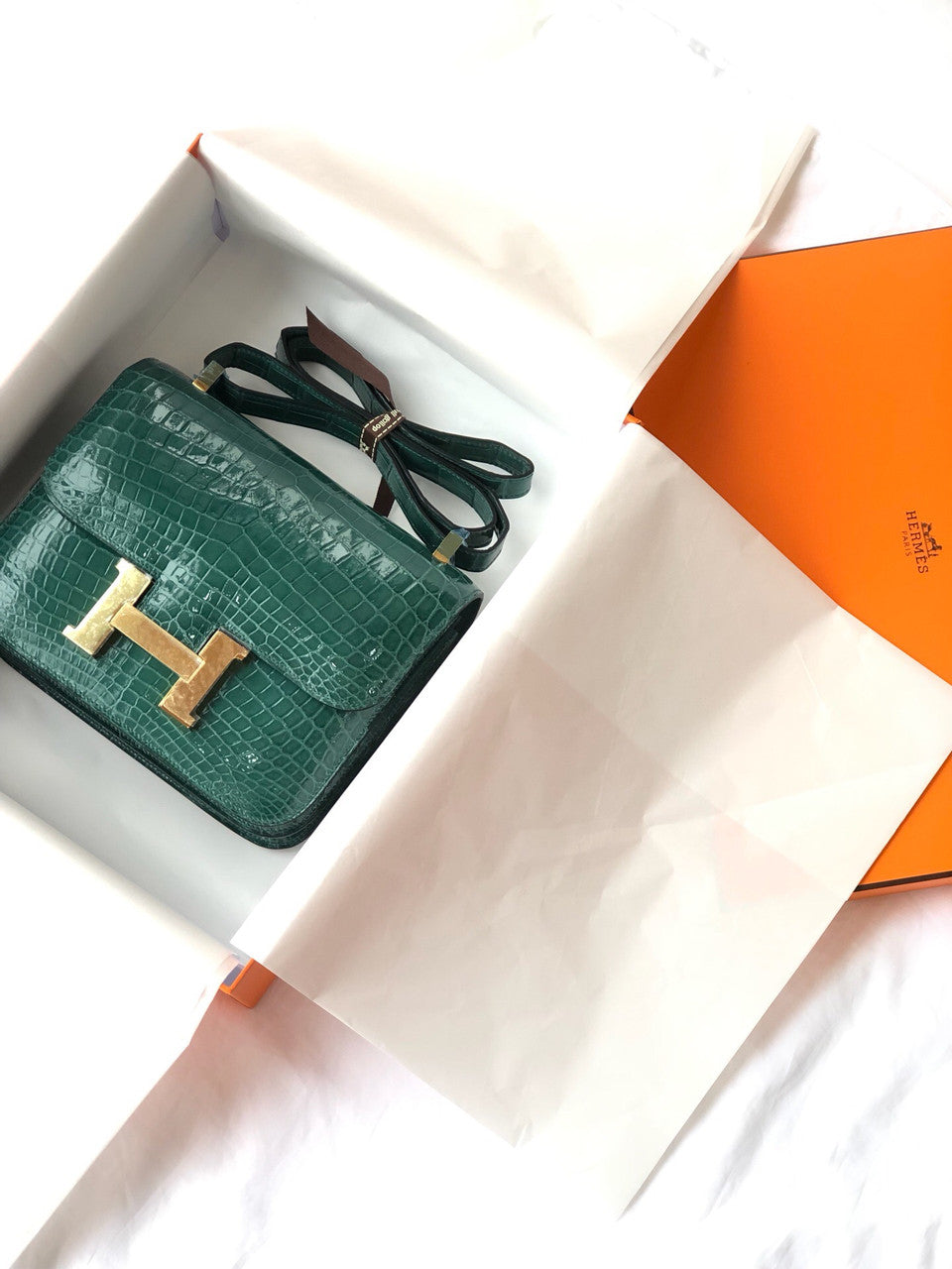 Hermes 6Q VERT EMERAUDE Constance 23 Alligator