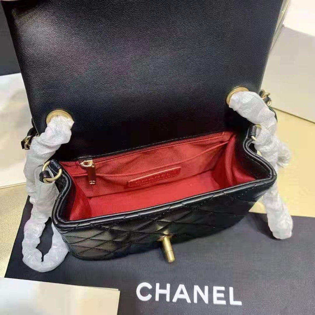 Chanel Small Flap Bag With Bow Strap Black