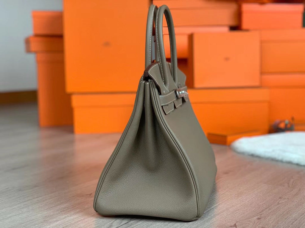 Hermès Etoupe  35 Togo Leather Palladium  Hardware