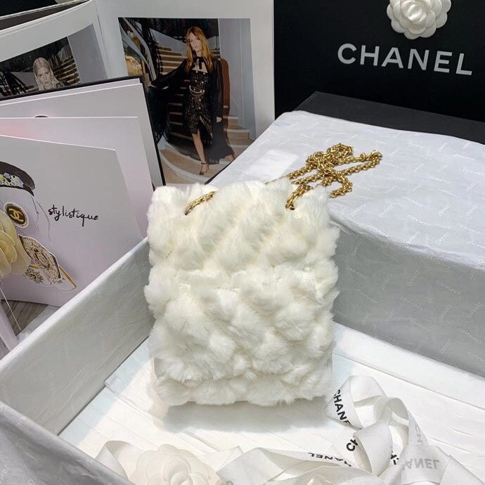 Chanel Shearling Lambskin Mini 2.55 Handbag White
