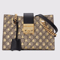 Gucci Padlock small GG bees shoulder bag
