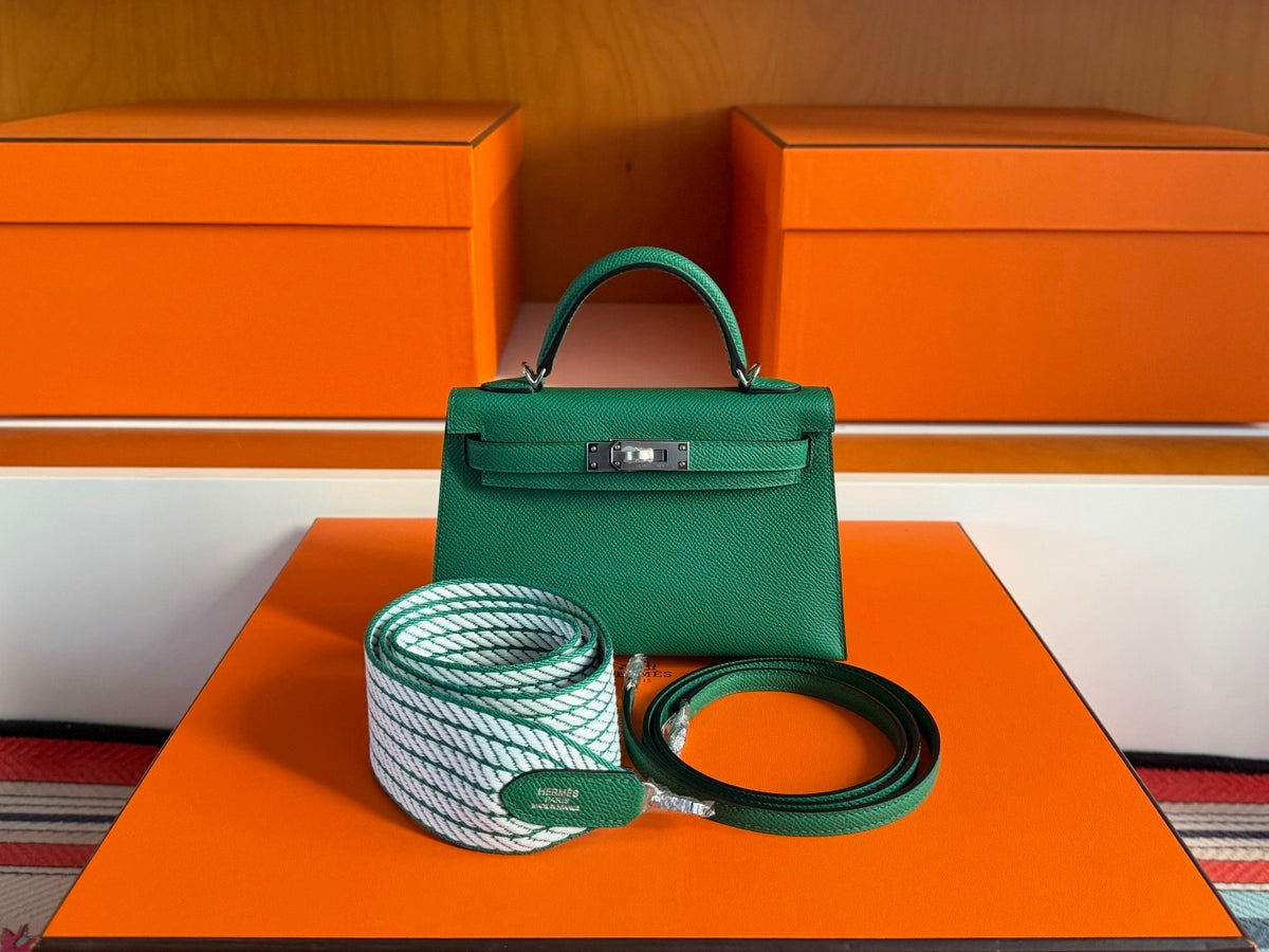 Hermès Mini Kelly II 20 – Green Epsom Leather (Palladium Hardware)