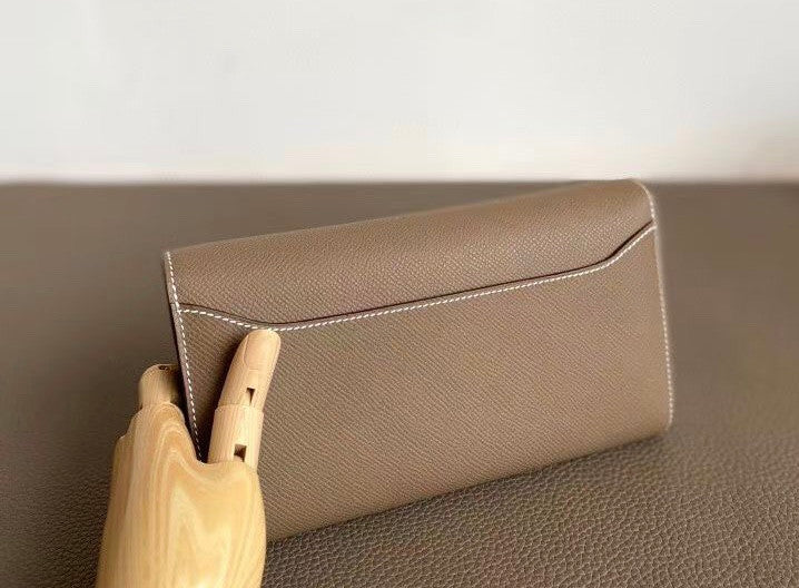 Hermes Etoupe Constance Long To Go wallet Epsom Leather Gold Hardware