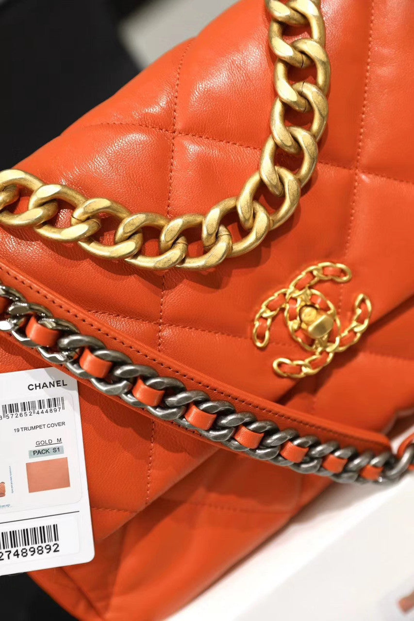 CHANEL 19 Large Flap Bag Orange