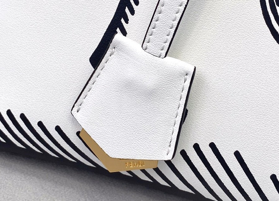 Fendi BY THE WAY MEDIUM White leather printed Boston bag