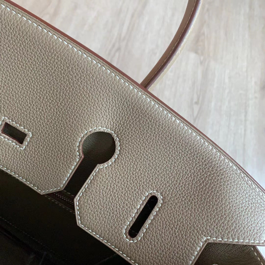 Hermès Etoupe  35 Togo Leather Palladium  Hardware