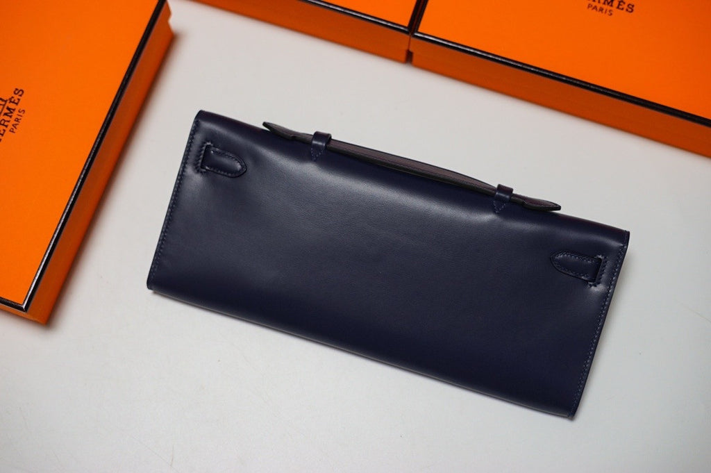 HERMÈS Kelly Cut Black Boxcalf with Peacock Feather GHW Limited Edition