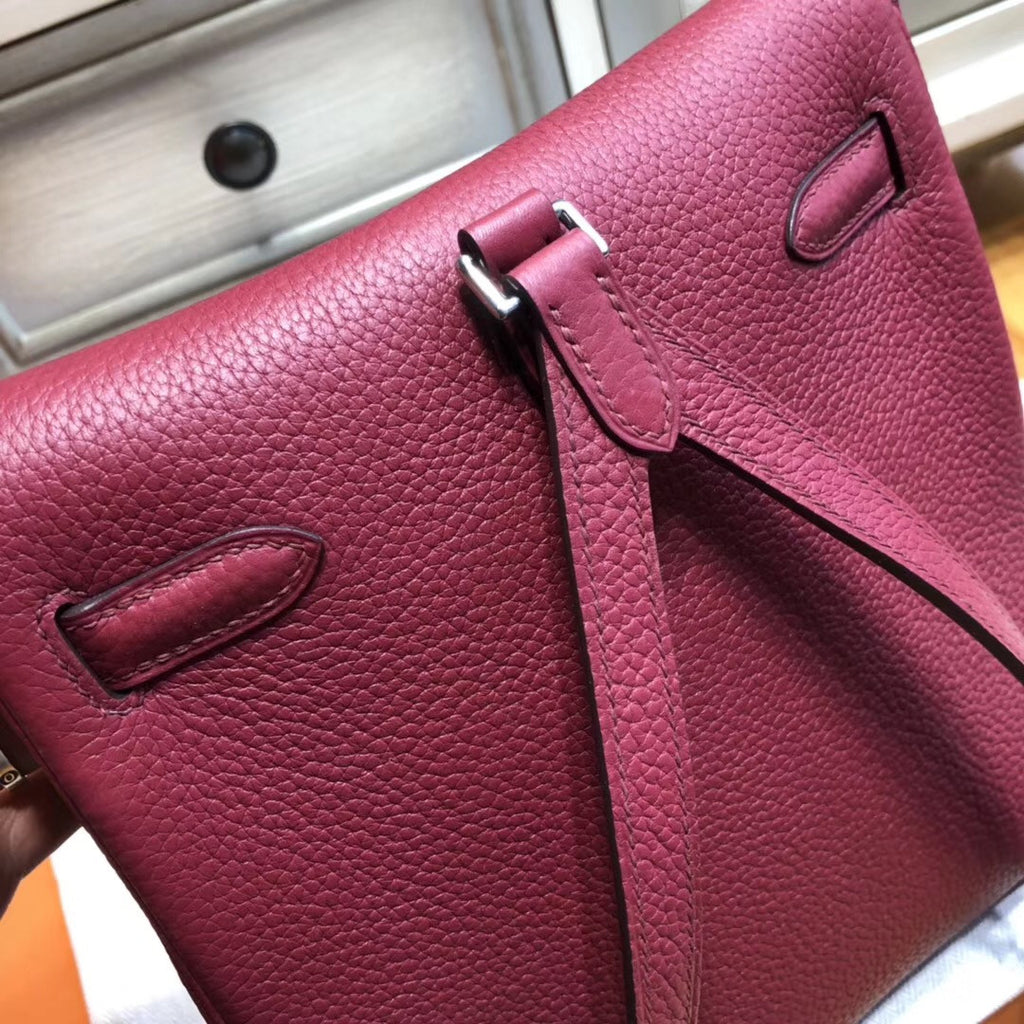 Hermès Kelly Ado Backpack 28cm Togo Leather with Palladium Hardware