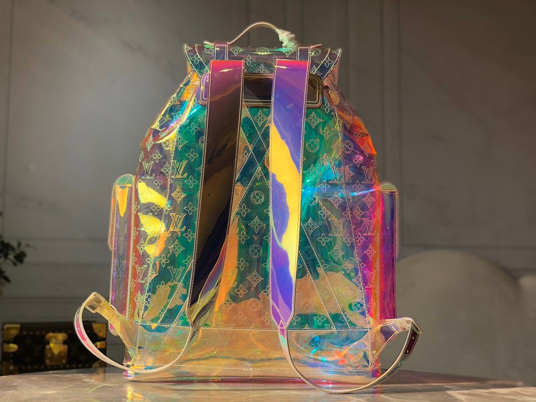 Louis Vuitton Christopher GM Prism Iridescent Monogram PVC Logo Backpack Bag