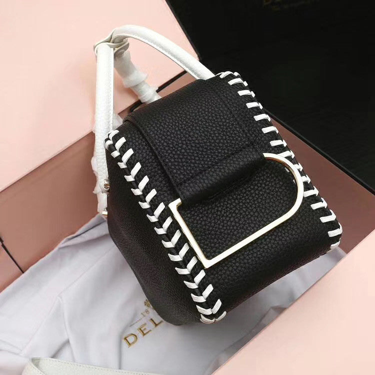 DELVAUX Limited Edition Cool Box Leather Satchel Black & White