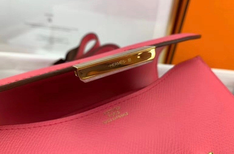Hermes 8W Rose Azalee Constance Epsom leather 18cm Gold Hardware