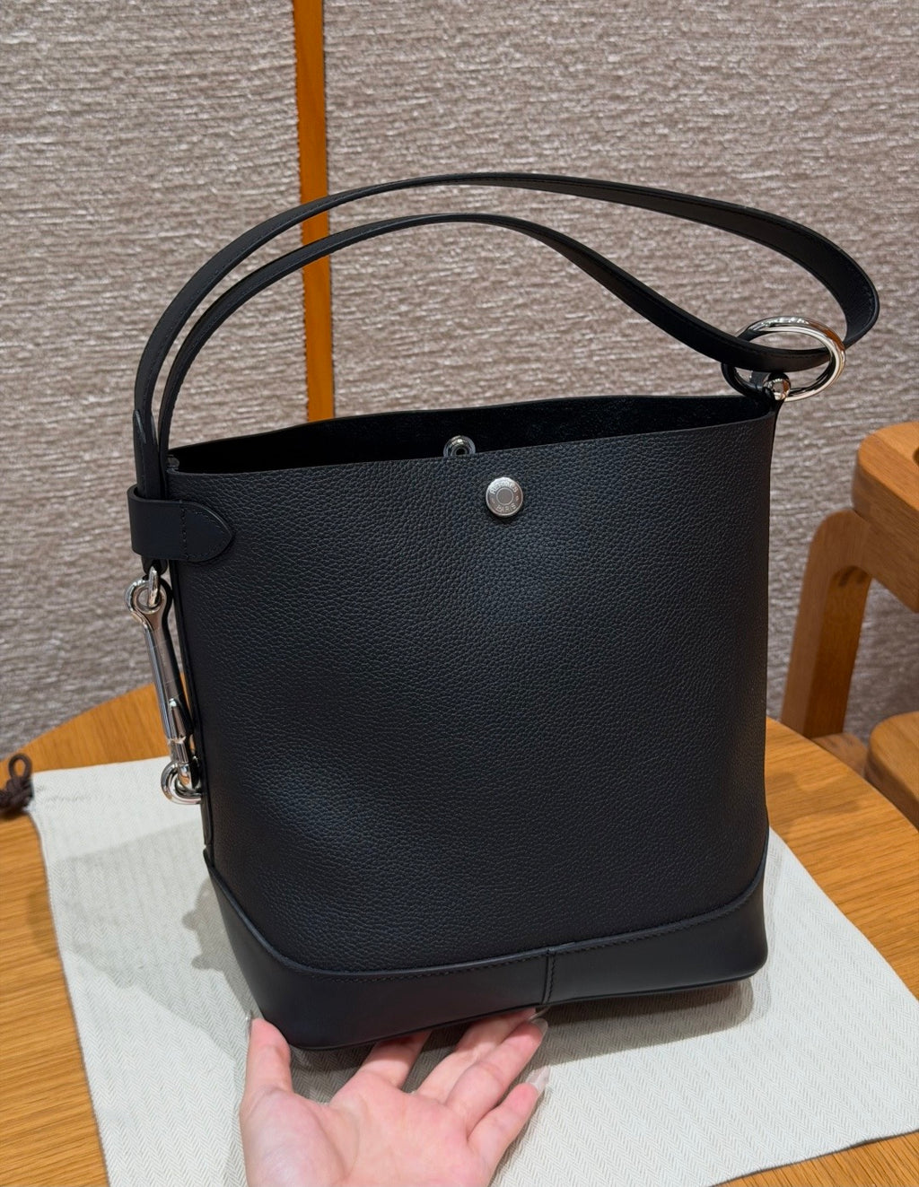 Hermès Double Longe Bucket Bag Black