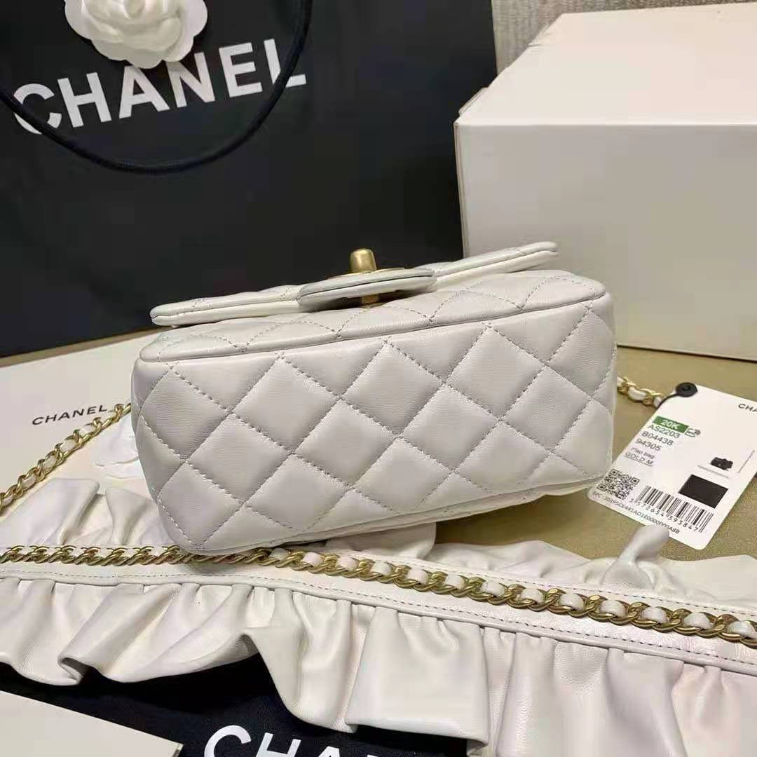 Chanel Small Flap Bag With Bow Strap White