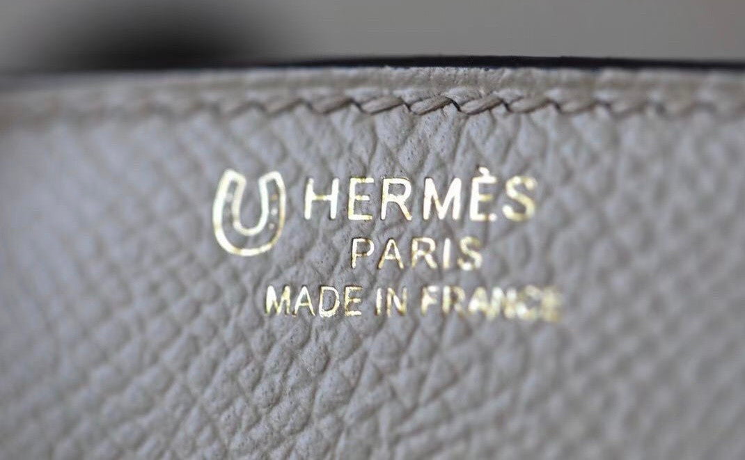 Hermes Special Order Bi-Colour 8F Etain / 10 Craie Birkin 25 cm Epsom Gold  Hardware