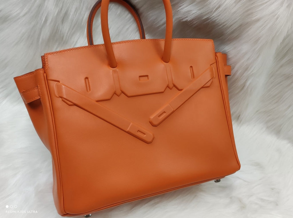 Hermes Shadow Birkin 25 Bag Orange Evercalf Limited Edition