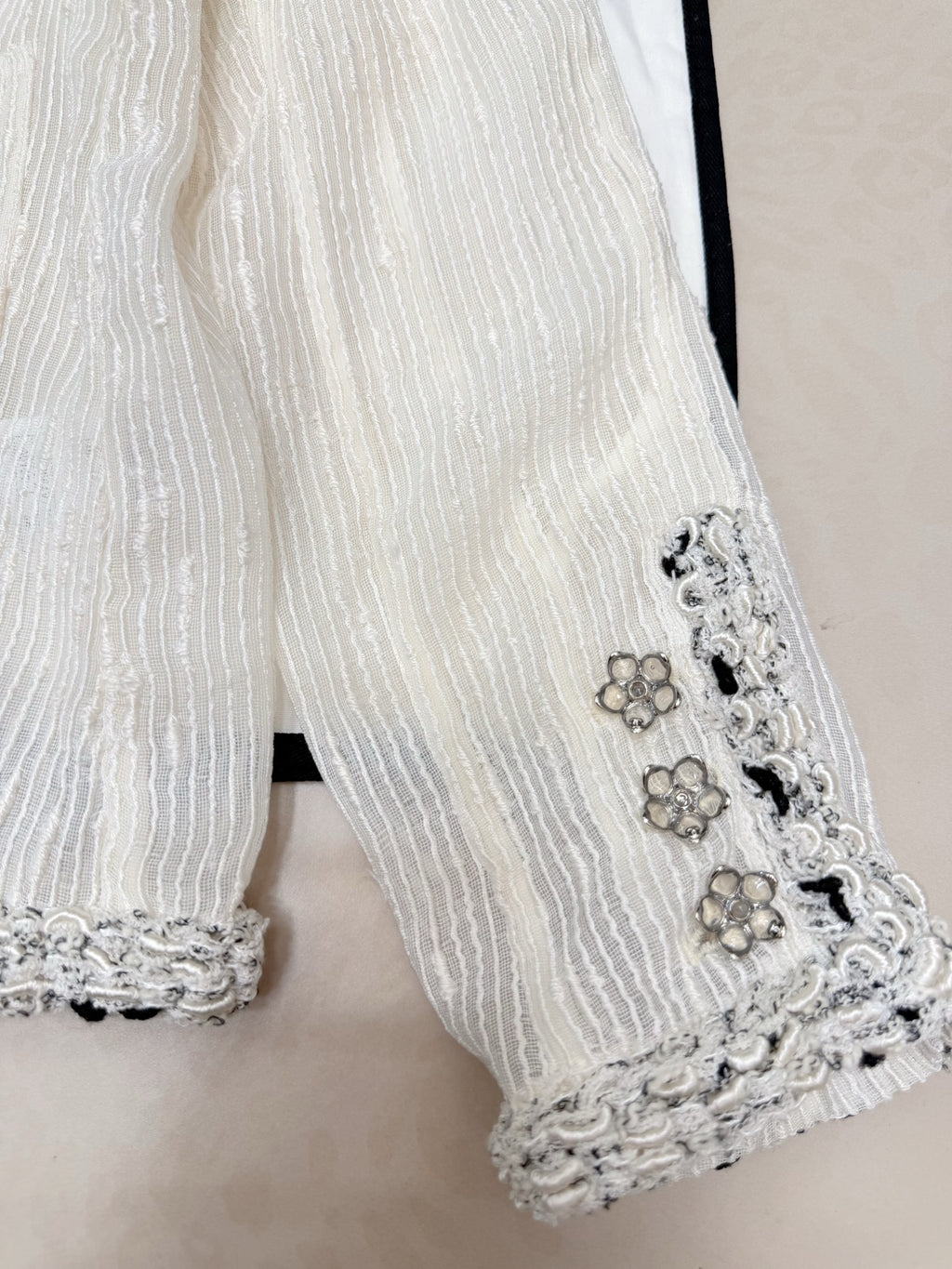 Chanel ivory cardigan - fabric texture detail