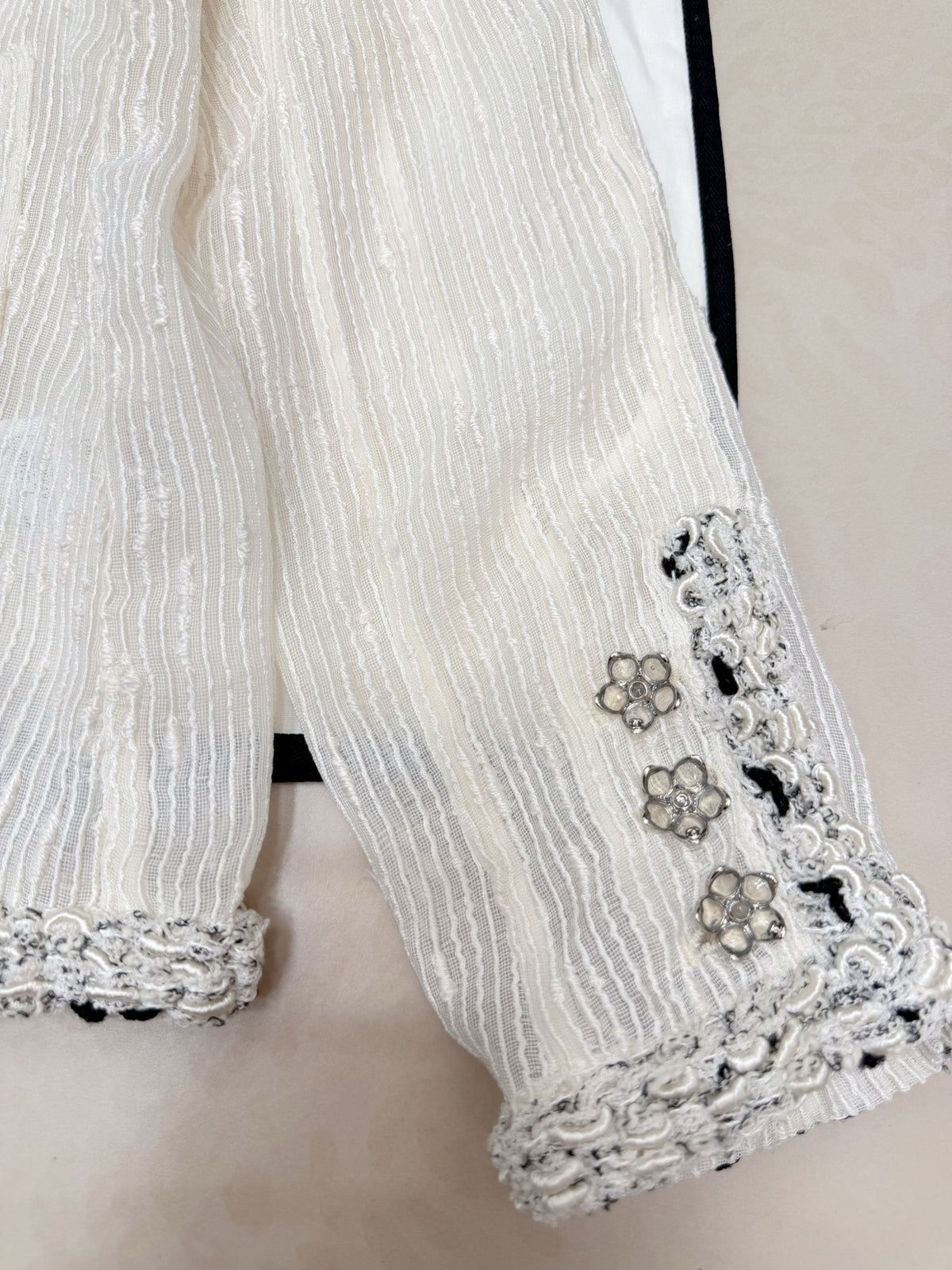 Chanel ivory cardigan - fabric texture detail
