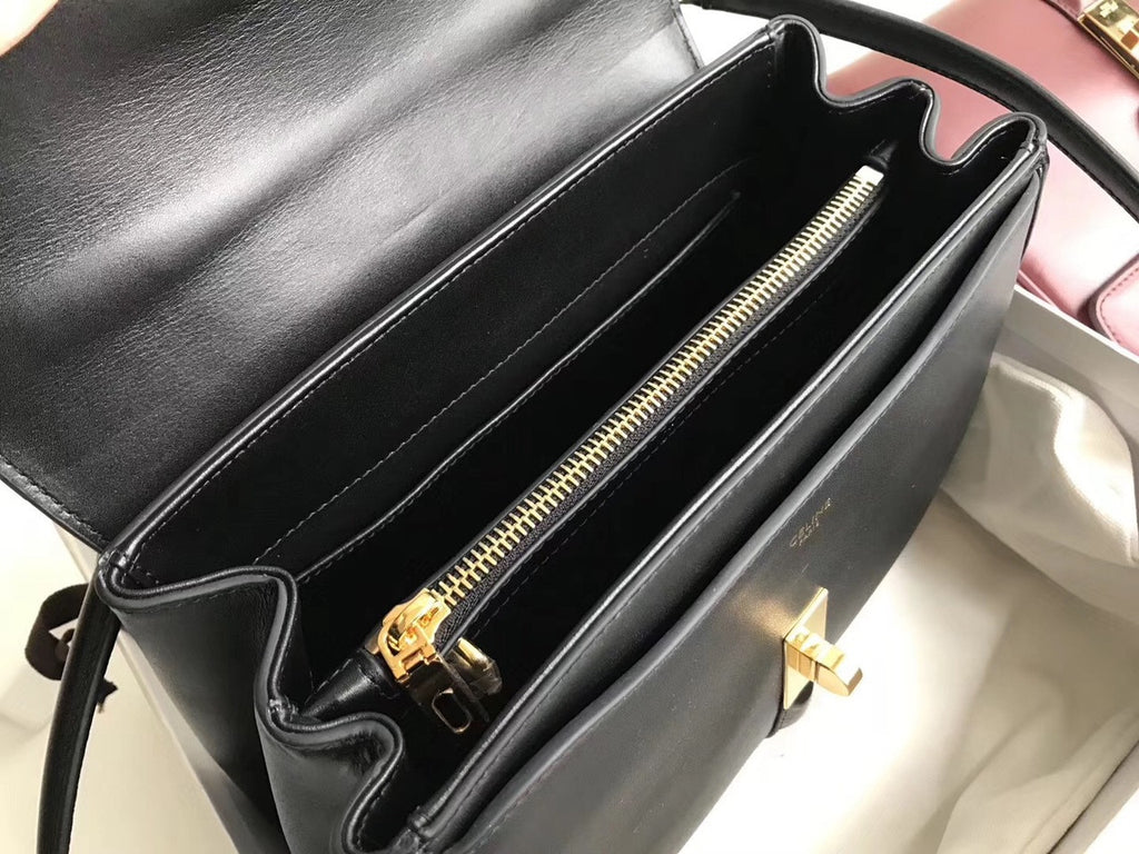 Celine  MEDIUM 16 BAG IN SATINATED CALFSKIN BLACK