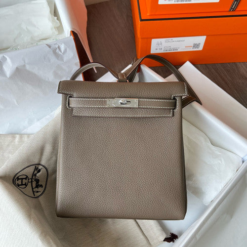 Hermes Kelly Ado backpack Etoupe Palladium Hardware