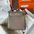 Hermes Kelly Ado backpack Etoupe Palladium Hardware