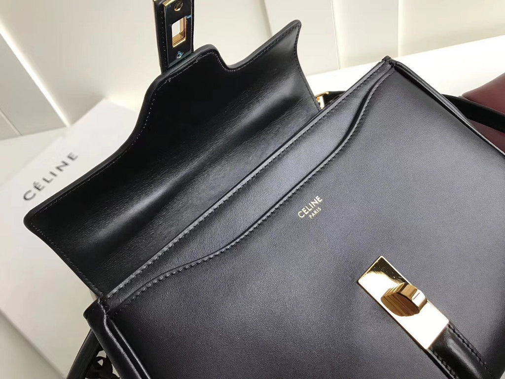 Celine  MEDIUM 16 BAG IN SATINATED CALFSKIN BLACK