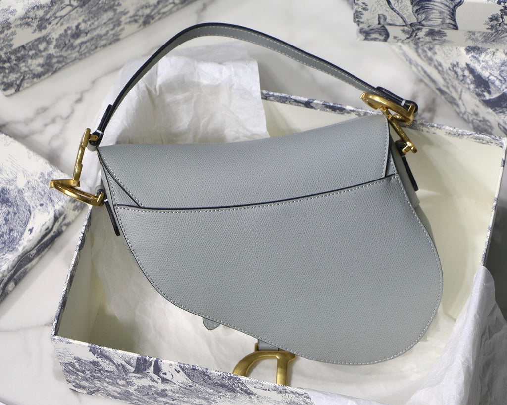 Christian Dior GRAY STONE SADDLE MATTE CALFSKIN BAG