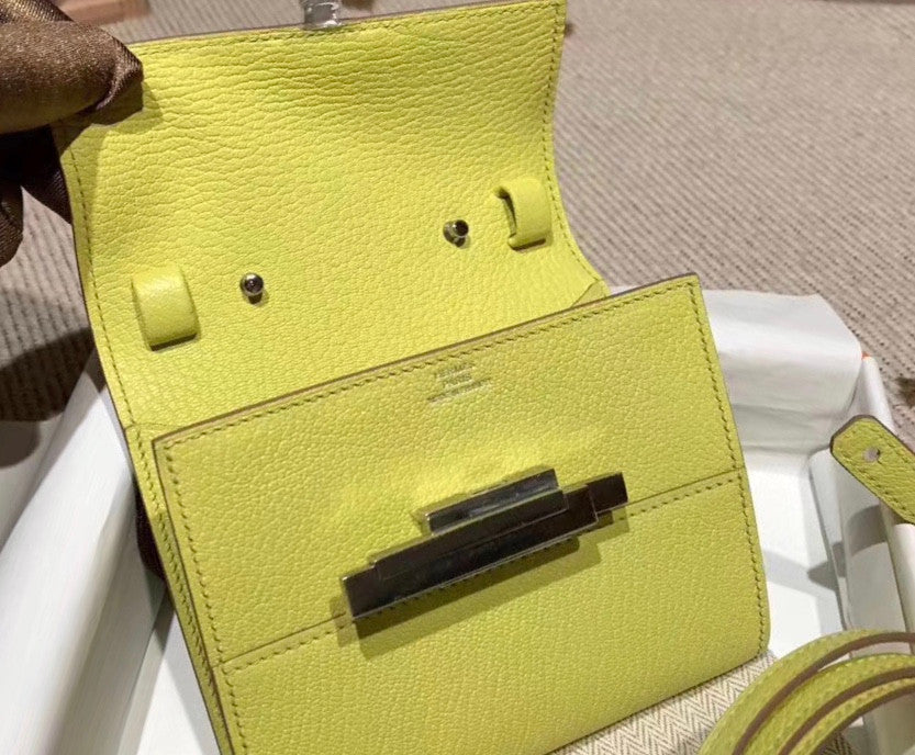 Hermes Cinhetic mini wallet 9R Lime
