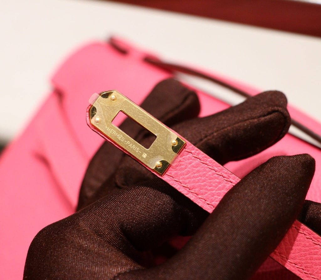 Hermès  8W Rose Azalee Mini Kelly Pochette Epsom leather Gold hardware