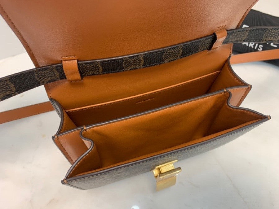 Celine MEDIUM TRIOMPHE BAG IN TRIOMPHE CANVAS AND CALFSKIN