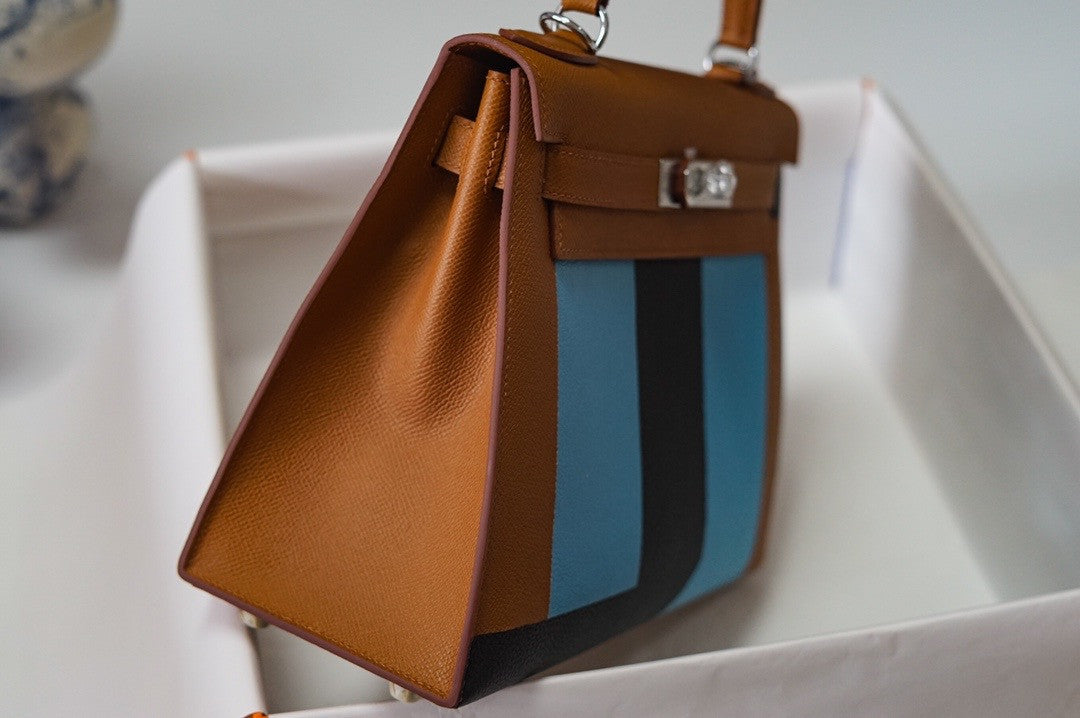 Hermes Kelly 28 Sellier Resort Gold Celeste Blue Palladium Hardware