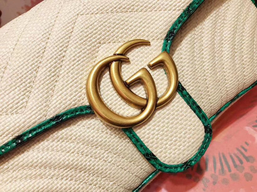 Gucci Online Exclusive GG Marmont raffia small shoulder bag