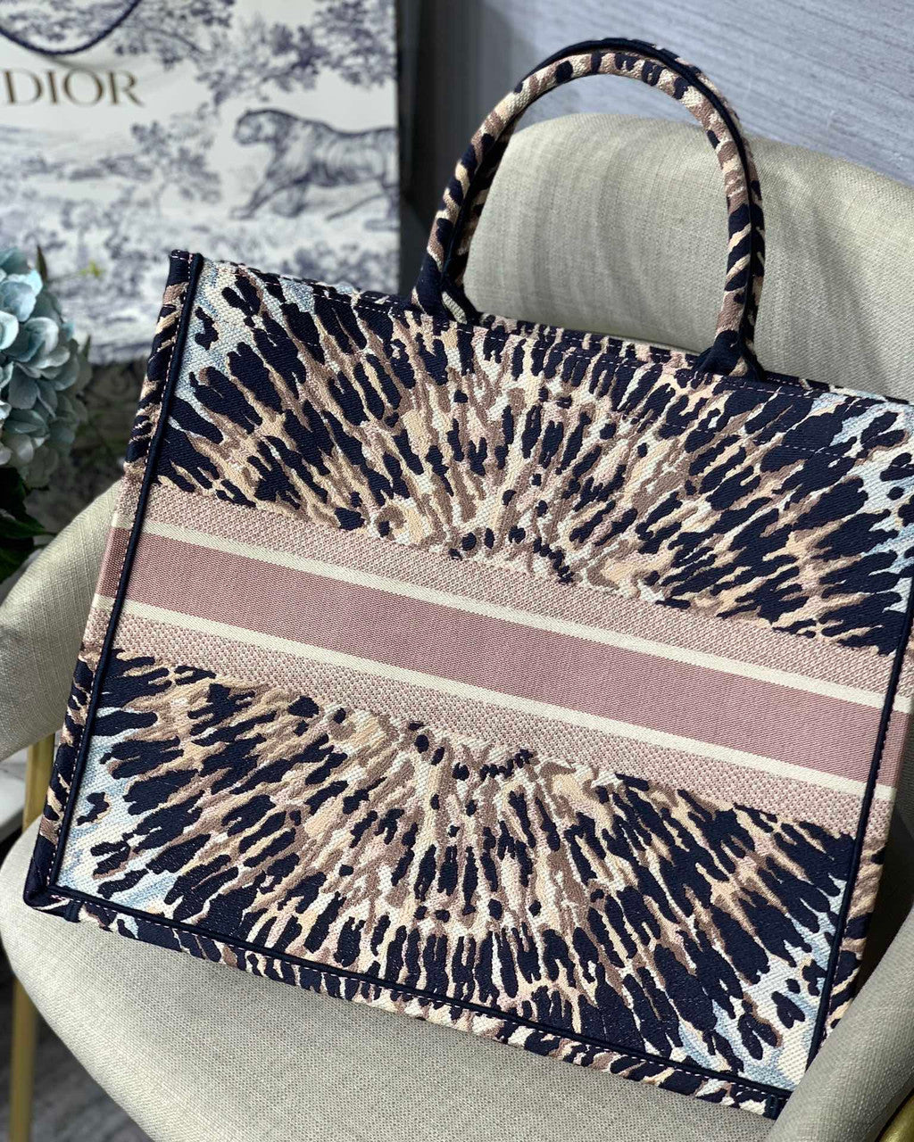 Christian Dior DIOR BOOK TOTE Multicolor Tie & Dior Embroidery