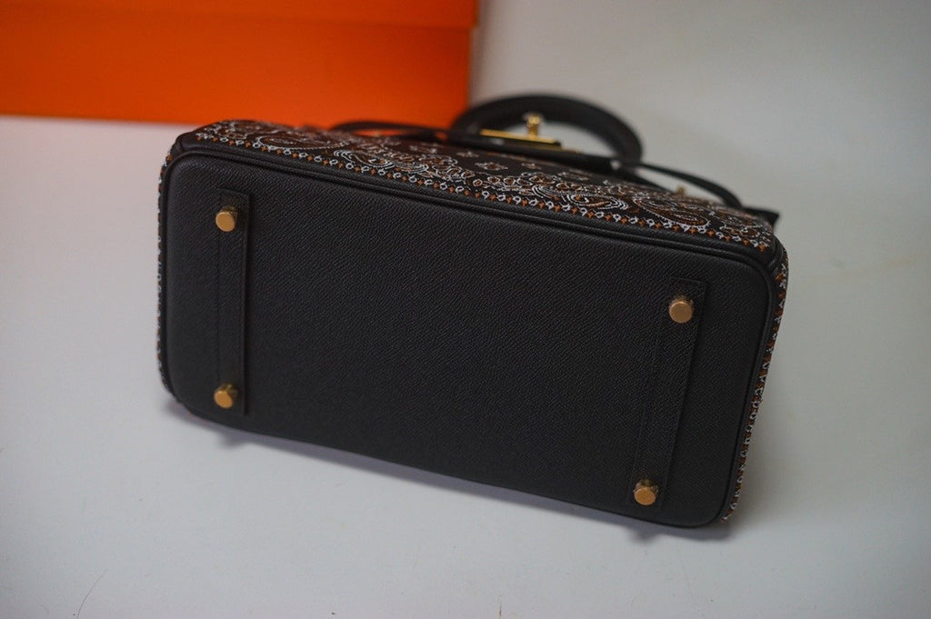 Hermes x Jay Ahr Special Edition custom-embroidering Black Birkin Bag 30cm Epsom Leather Gold Hardware [Carry by Kylie Jenner, Cardi B]