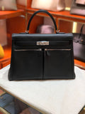 Hermes Special Order Kelly Lakis 32 Black with Palladium Hardware