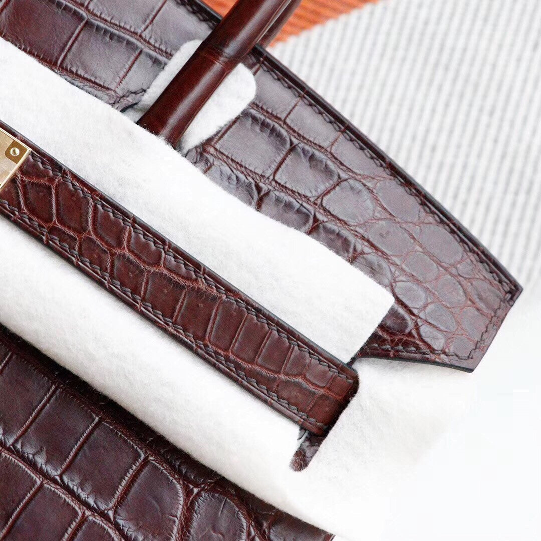 Hermes Chocolate Birkin 30 in Niloticus Crocodile with Palladium hardware