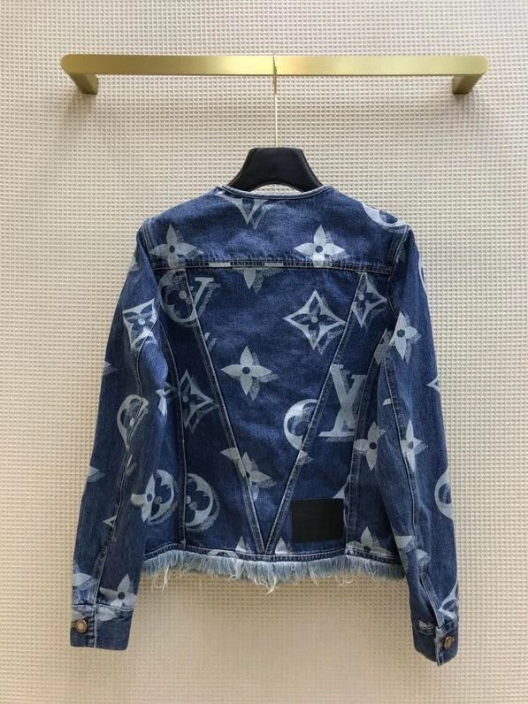 Louis Vuitton 1A8LIN  BLURRY GIANT MONOGRAM COLLARLESS DENIM JACKET