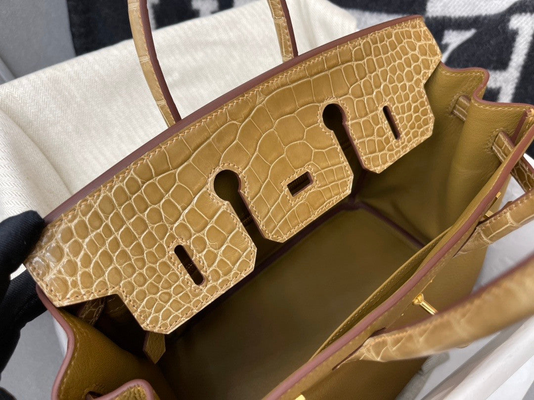Hermès  U8 Bronze Alligator/Togo Birkin Touch 25cm Gold Hardware
